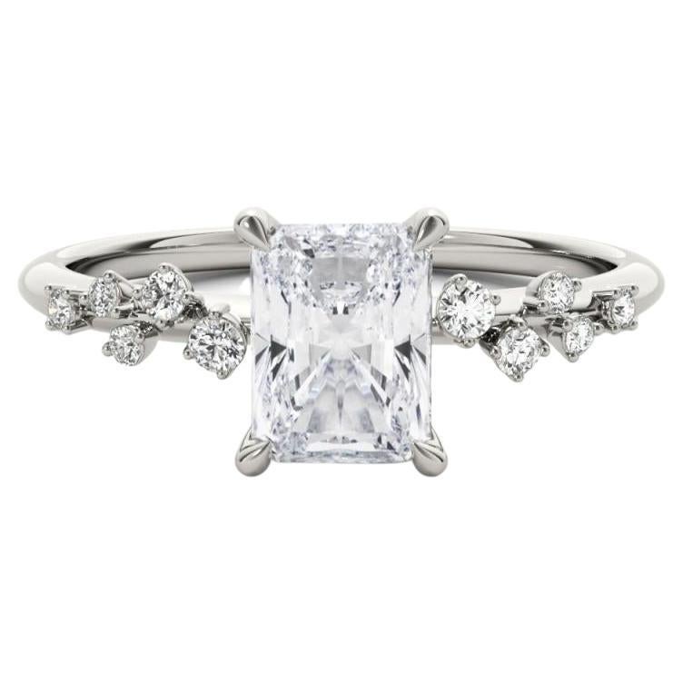 GIA Certified 1.52 Carat Trellis Vine Cluster Radiant Diamond Ring