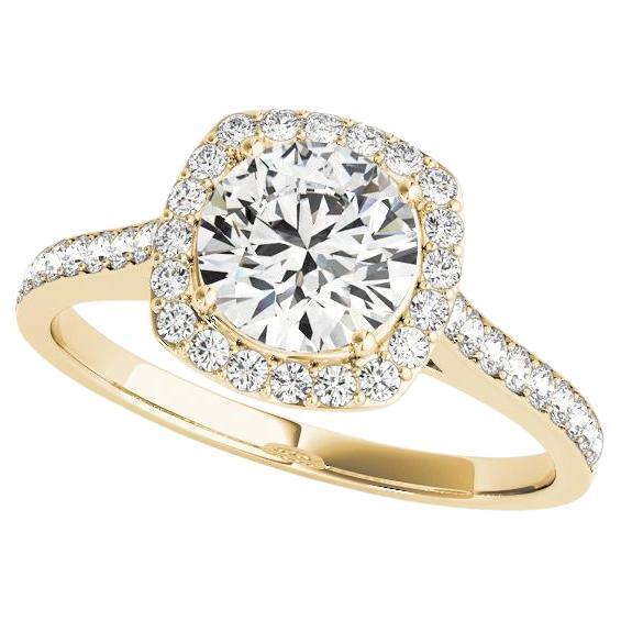 GIA Certified 1.20 Carat Round Halo Cathedral Vintage Diamond Ring