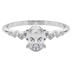 GIA 0.90 Carat Oval Cluster Trellis Solitaire  Diamond Ring