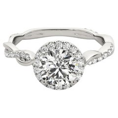 GIA Certified 2 Carat Round Halo Entwined Vine Diamond Ring GIA Certified 2 Carat Round Halo Entwined Vine Diamond Ring