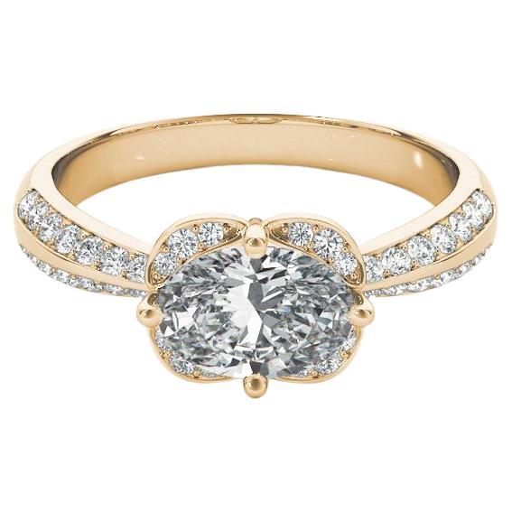 GIA Certified 1.30 Carat East-West Oval Halo Double Pave Diamond Ring