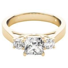 GIA 1.50ct Princess 3-Stone Past, Present & Future 18K Yellow Gold Diamond Ring