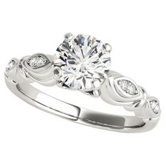 GIA Certified 1.20ct Round Multi-Stone Marquise Milgrain Ribbon Diamond Ring