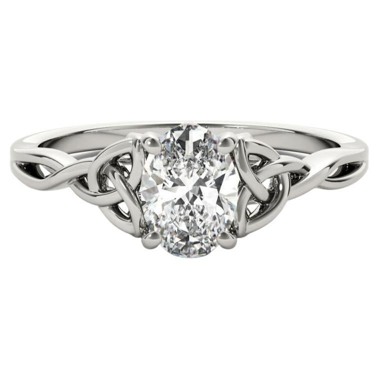GIA 1.31ct Solitario Ovalado Calado Nudo Celta  Anillo de diamantes