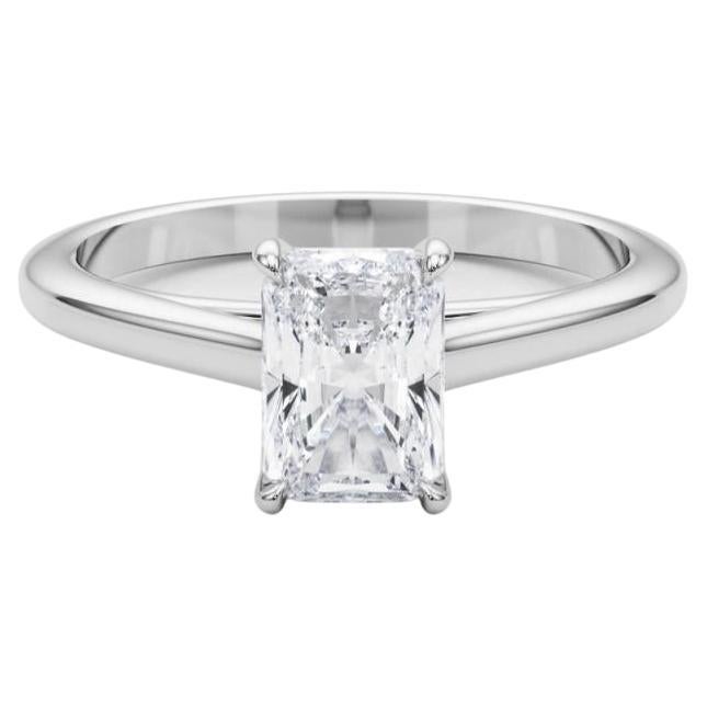 GIA zertifiziert 2,50 Karat Radiant Solitaire Kathedrale Platin Diamantring