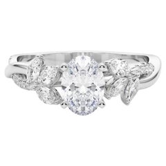GIA zertifiziert 1,20ct Oval verschlungenen Garten Blume Rebe Platin Diamant-Ring