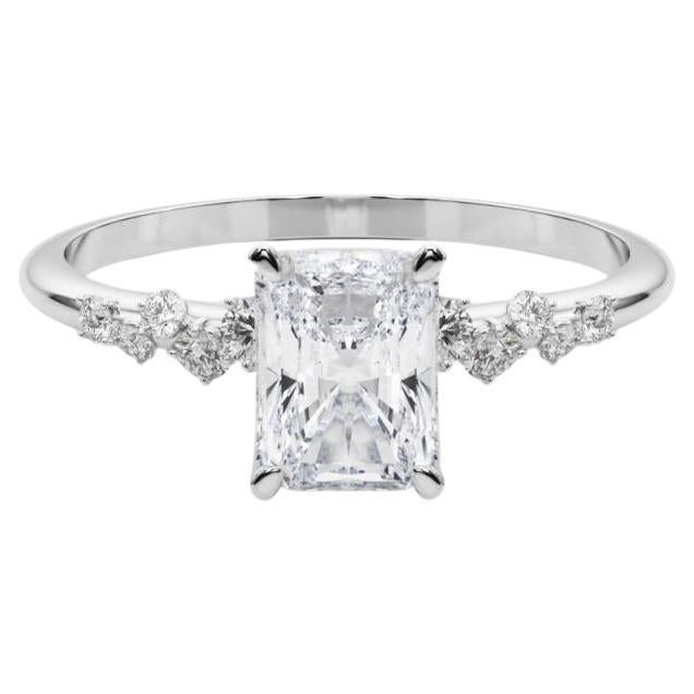 GIA 2,00 Karat Radiant Cluster Trellis Solitär 18K Weißgold Diamantring