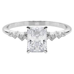 GIA 2,00 Karat Radiant Cluster Trellis Solitär 18K Weißgold Diamantring