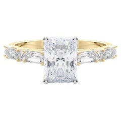 GIA 1,50ct Radiant Round 
Baguette Channel Band 18K Gelbgold Diamantring