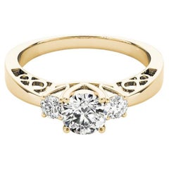 GIA 2.50ct Round 3-Stone Open Gallery Infinity 18K Yellow Gold Diamond Ring GIA 2.50ct Round 3-Stone Open Gallery Infinity 18K Yellow Gold Diamond Ring