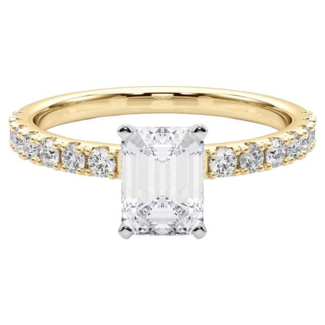 GIA 1.51ct Emeraude Solitaire avec Demi-Eternité Bague diamant en or jaune 18K
