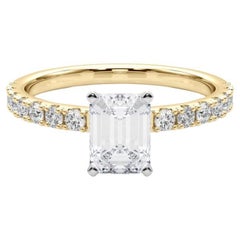 GIA 1.51ct Emeraude Solitaire avec Demi-Eternité Bague diamant en or jaune 18K