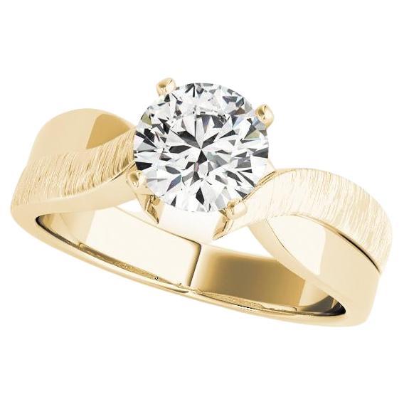 GIA 1,72ct Anello con diamante solitario rotondo in oro giallo lucido e spazzolato in vendita