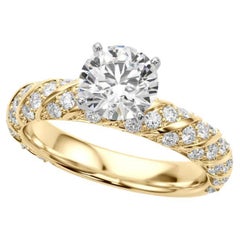 Anillo de diamantes con banda de pavé trenzada redonda de 2,00 quilates con certificación GIA