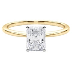 GIA 0.70ct Radiant Slim Band Prong Set Solitaire 18K Yellow Gold Diamond Ring