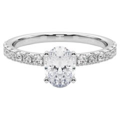 GIA 2,53ct Oval Solitär mit halber Ewigkeit 18K Weißgold Diamantring