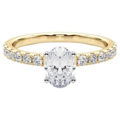 GIA 1,70ct Solitario ovale con mezza eternità in oro giallo 18 carati