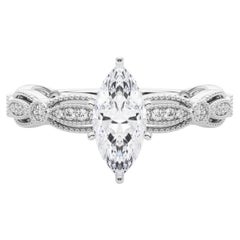 GIA zertifiziert 1.82 Karat Vintage Marquise Milgrain Band Diamantring
