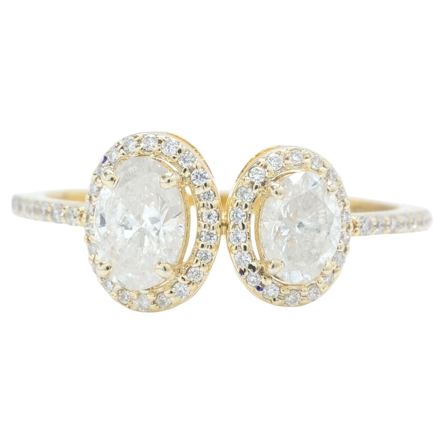 14K Solid Gold Toi Moi Oval Statement Ring with Natural Diamonds (Certified)