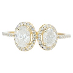 14K Solid Gold Toi Moi Oval Statement Ring with Natural Diamonds (Certified)