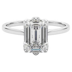 GIA Certified 1.40 Carat Emerald Solitaire Tulip Rose Diamond Ring