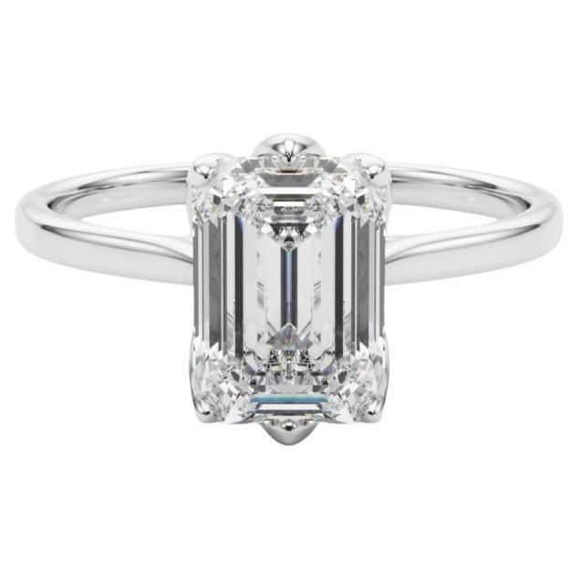 GIA Certified 1.50 Carat Emerald Solitaire Tulip Rose Platinum Diamond Ring