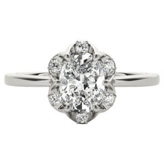 GIA Certified 1.80 Carat Oval Raindrop Tulip  Diamond Ring