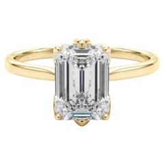 GIA Certified 1.50 Carat Emerald Solitaire Tulip Rose Diamond Ring