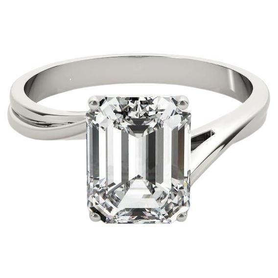 GIA Certified 1,51 Carat Basket Set Emerald Curved Band Diamond Ring