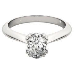 GIA Certified 1.80 Carat Oval Solitaire Tulip Cathedral Platinum Diamond Ring