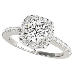 GIA Certified 1.51 Carat Round Square Halo Pave  Diamond Ring