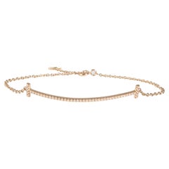 Tiffany & Co. Rose Gold Diamond Tiffany T Smile Bracelet