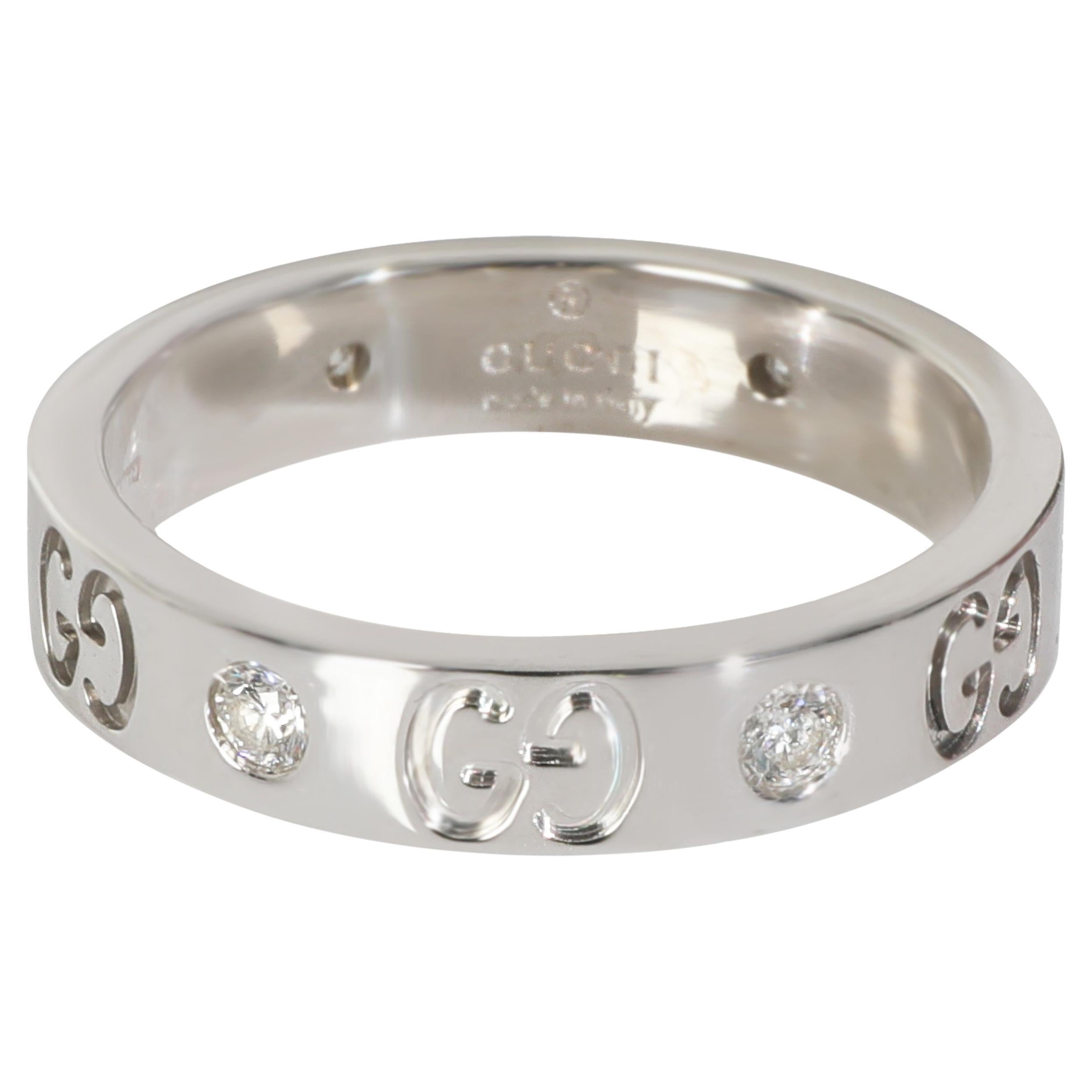 Anello Icone con diamante in oro bianco Gucci