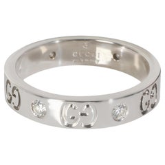 Anello Icone con diamante in oro bianco Gucci