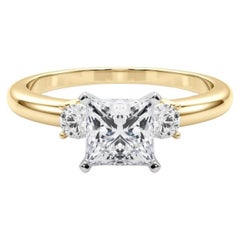 GIA 2.14ct Princess 3-Stone Past, Present
Future 18K Yellow Gold Diamond Ring