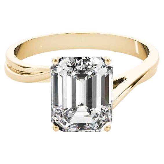 GIA Certified 1.20 Carat Basket Set Emerald Curved Band Diamond Ring