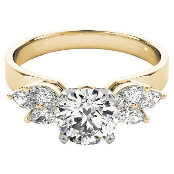 GIA Certified 1.70ct Round 
Marquise Cluster Multi-Stone Diamond Ring