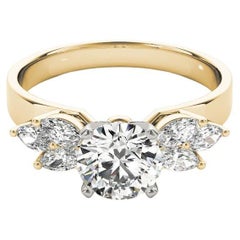 GIA Certified 1.70ct Round & Marquise Cluster Multi-Stone Diamond Ring