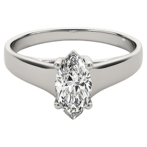 GIA Certified 1.51ct Marquise Classic Prong Set Cathedral Platinum Diamond Ring