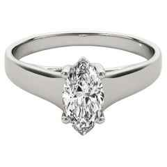 GIA Certified 1.51ct Marquise Classic Prong Set Cathedral Platinum Diamond Ring