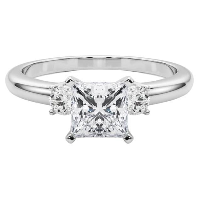 GIA 1,50ct Princess 3-Stein Vergangenheit, Gegenwart und Zukunft Diamantring