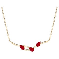 Angara Natural Pear-Shaped Ruby Tree Branch Pendant in 14K Solid Gold