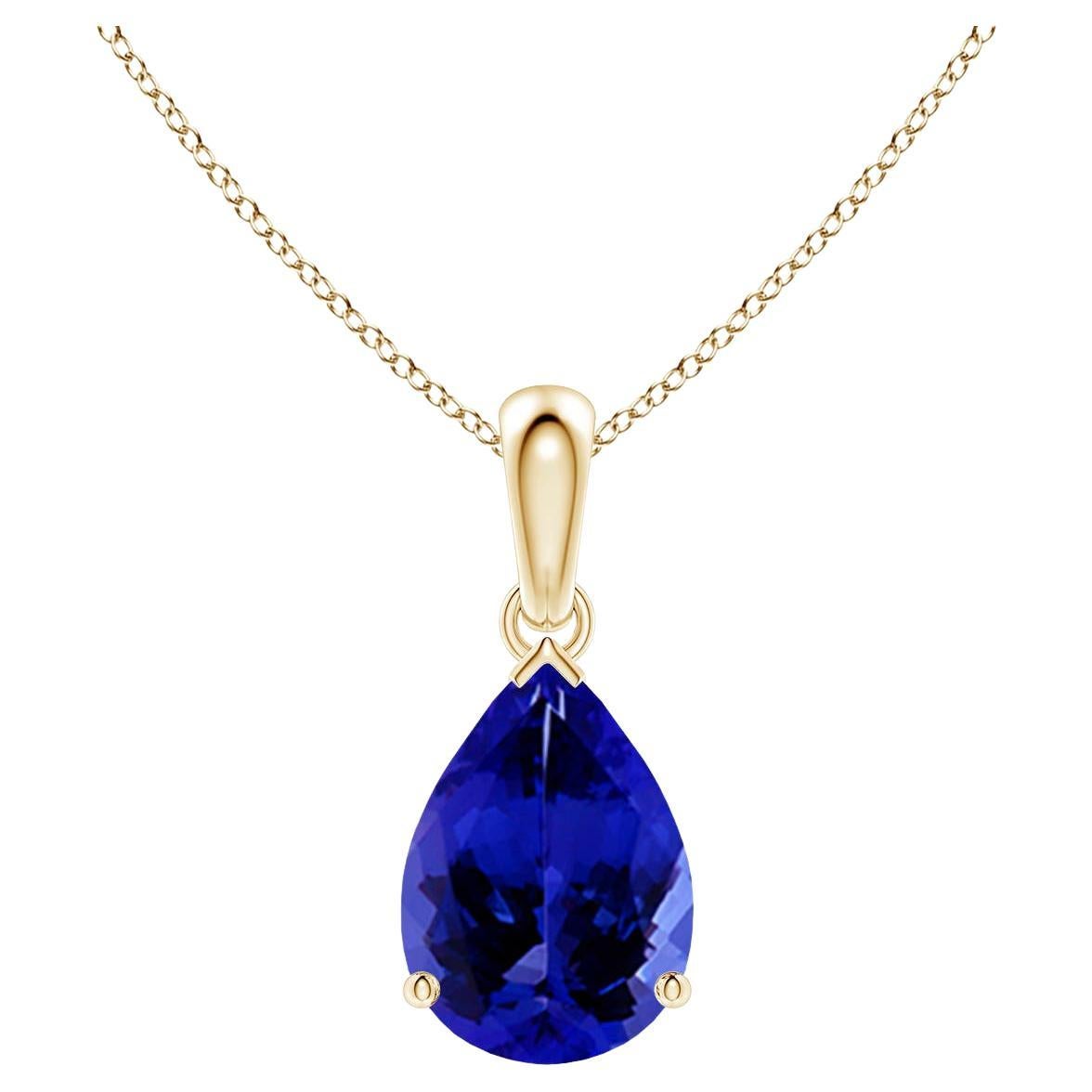 Angara Pendentif solitaire en or massif 14K en forme de poire de 1,95 ct Tanzanite naturelle