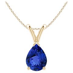 Angara Natural Pear-Shaped 1.1ct Tanzanite Solitaire Pendant in 14K Solid Gold