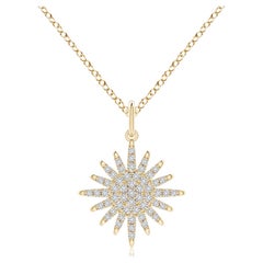 Angara Natural Diamond Sun Pendant in 14K Solid Gold for Women with Chain