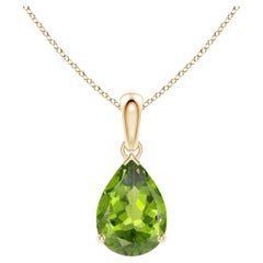 Angara Natural Pear-Shaped 1.9 ct Peridot Solitaire Pendant in 14K Solid Gold