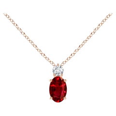 Angara 14K Solid Gold Natural Ruby Pendant with Diamond, 0.6ct