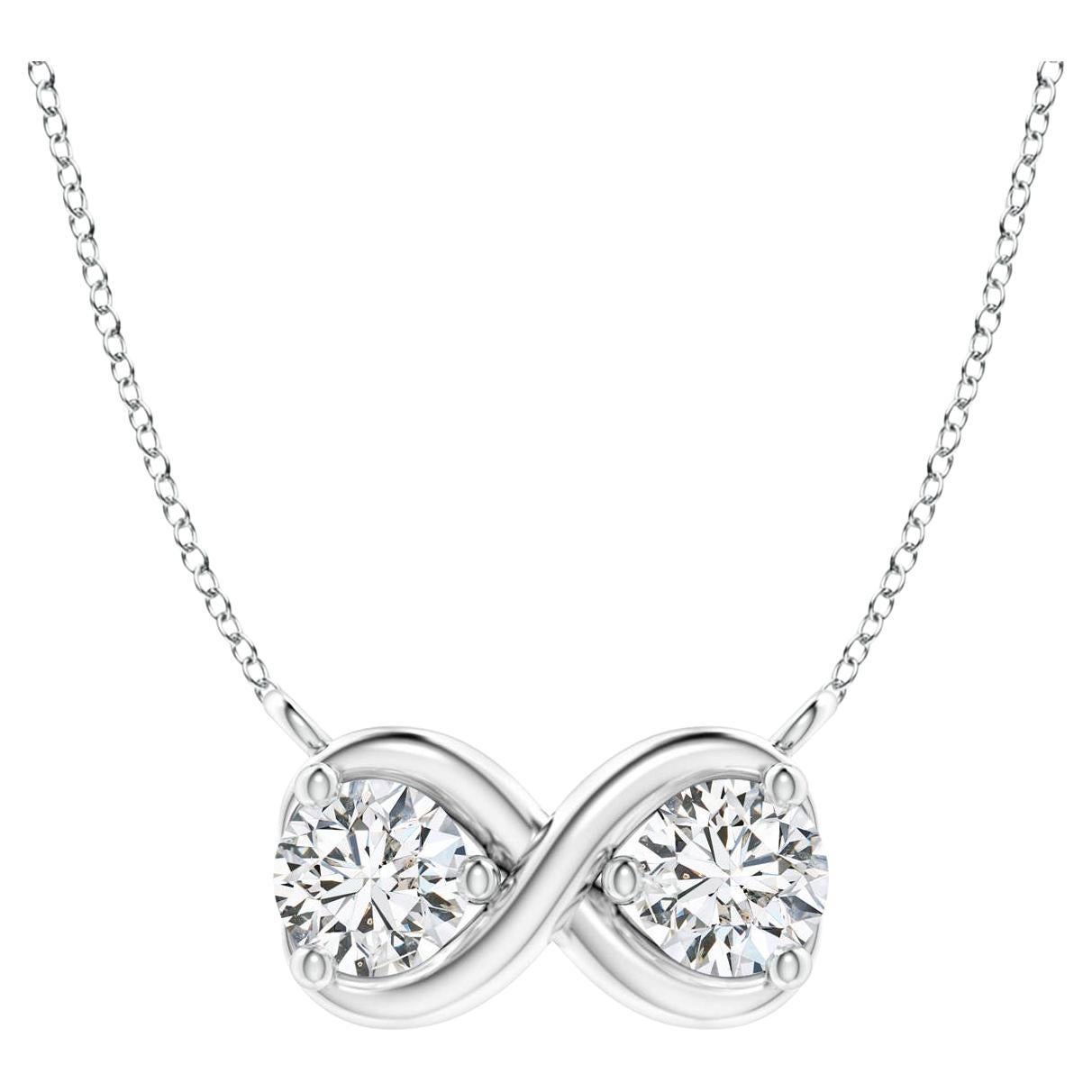 Angara 14K Solid Gold Double Diamond Infinity Pendant Necklace, 0.25ct