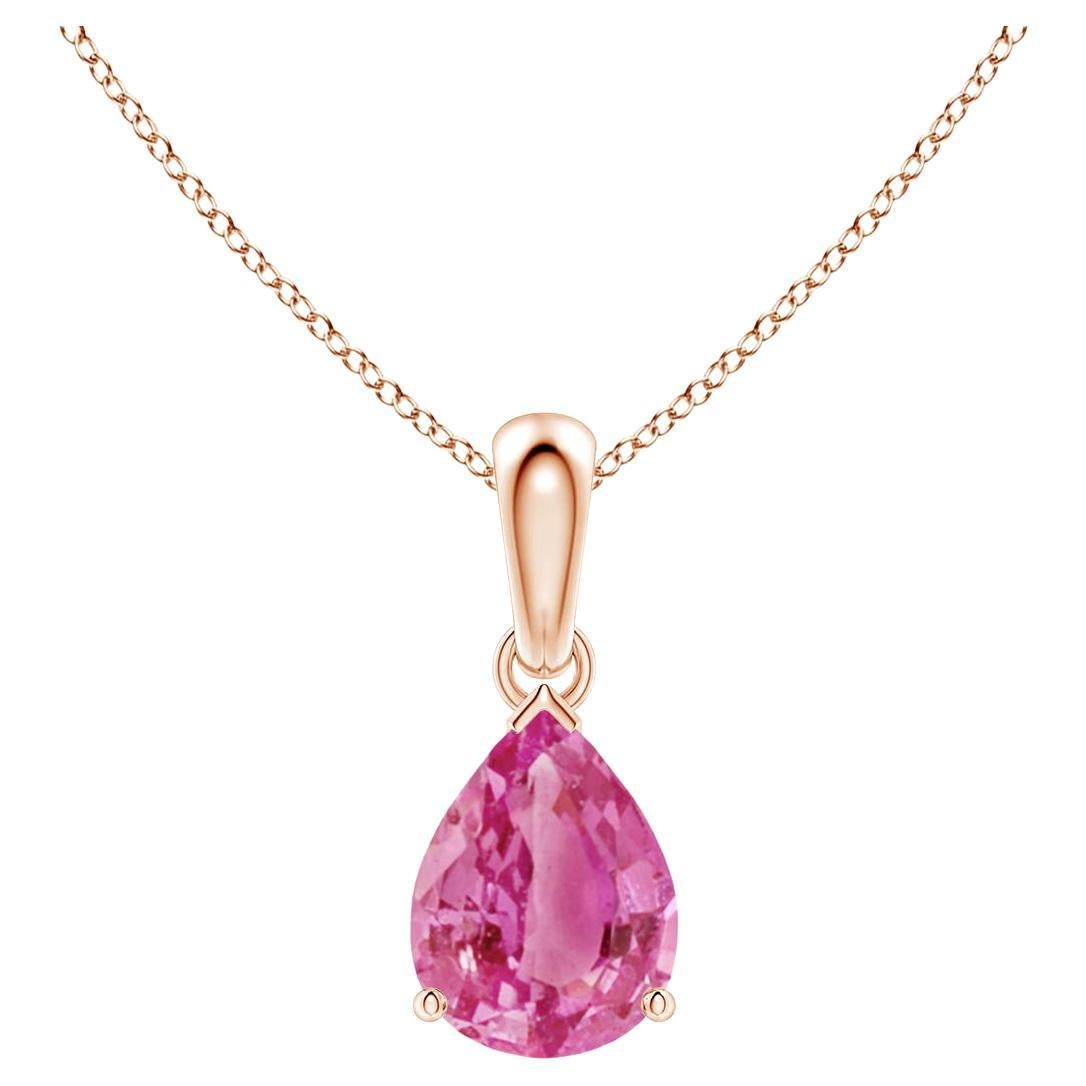 Ciondolo con zaffiro rosa solitario Angara Nature Pear 1,25 ct in oro massiccio 14K