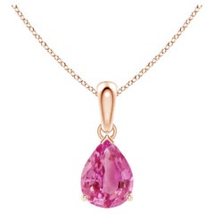 Angara Natural Pear 1.25 ct Pink Sapphire Solitaire Pendant in 14K Solid Gold